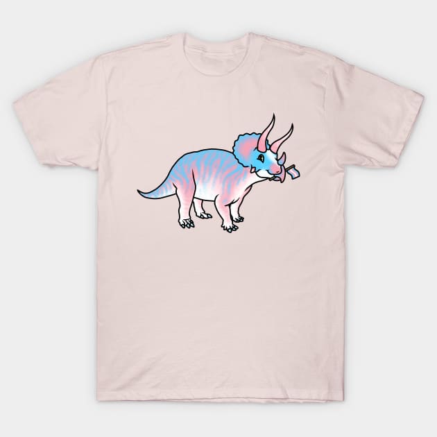 TRANSceratops Prideosaur - Pride Month Transexual Flag Dinosaur T-Shirt by saradrawspaleo